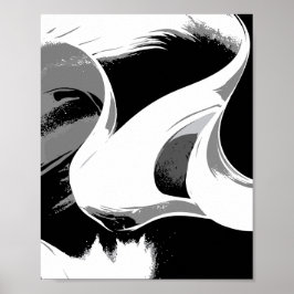 Vloeiende curven in zwart, wit en grijs poster