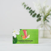 Vloeiende Drinken | Groen leder Visitekaartje (Staand voorkant)