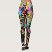 Vloeiende Fantasy op zwarte Leggings (Achterkant)