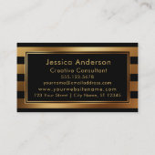 Vloeiende Faux Gold Foil Metallic and Black Stripe Visitekaartje (Achterkant)
