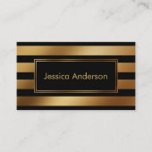 Vloeiende Faux Gold Foil Metallic and Black Stripe Visitekaartje (Voorkant)