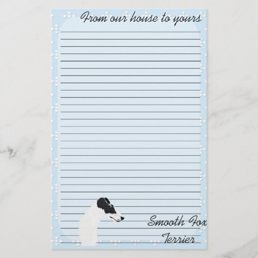 Vloeiende fox-draaggolf - Blauw met wit diamantach Briefpapier (Voorkant)