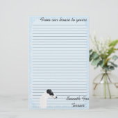 Vloeiende fox-draaggolf - Blauw met wit diamantach Briefpapier (Staand voorkant)