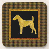 Vloeiende fox Terrier Gold Tweed Pattern Onderzetter (Voorkant)