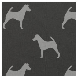 Vloeiende Fox Terrier Silhouettes Grey en Black Stof