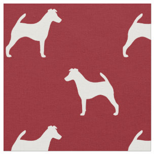 Vloeiende Fox Terrier Silhouettes Red en White Stof