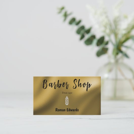 Vloeiende goudolie voor Barber Shop Visitekaartje (Staand voorkant)