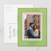 Vloeiende grens Mint Groene Foto bespaart dag Aankondigingskaart (Voorkant / Achterkant)