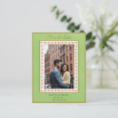 Vloeiende grens Mint Groene Foto bespaart dag Aankondigingskaart (Staand voorkant)