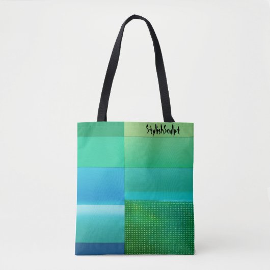 Vloeiende groene tot blauwe verloop achtergrond tote bag (Voorkant)