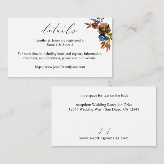 Vloeiende Herfst, Oranje en bruin Informatiekaartje (Voorkant / Achterkant)