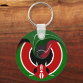 Vloeiende Keniaanse vlag: een modern ontwerp Sleutelhanger (Voorkant)