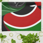 Vloeiende Keniaanse vlag: een modern ontwerp Theedoek (Gevouwen)