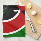 Vloeiende Keniaanse vlag: een modern ontwerp Theedoek (Quarter Fold)