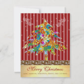 Vloeiende kerstboom met sterren feestdagenkaart (Voorkant)