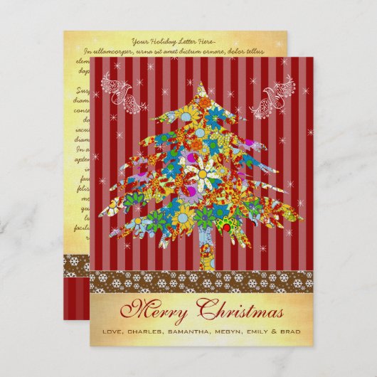 Vloeiende kerstboom met sterren feestdagenkaart (Voorkant / Achterkant)