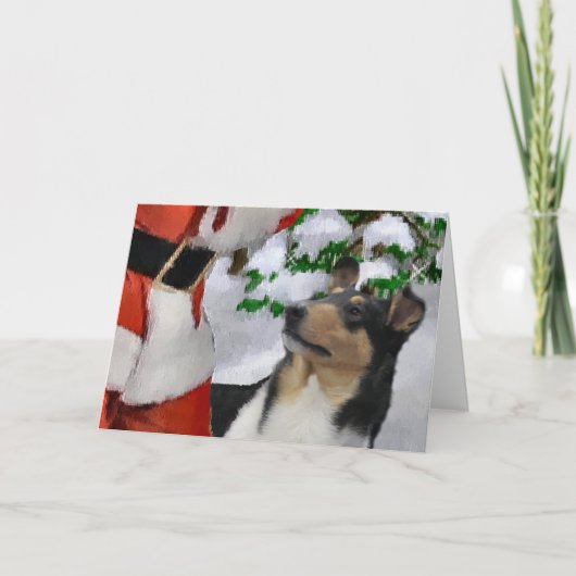 Vloeiende kerstcadeautjes voor Collie Feestdagen Kaart (Voorkant)