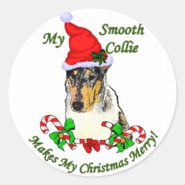 Vloeiende kerstcadeautjes voor Collie Ronde Sticker