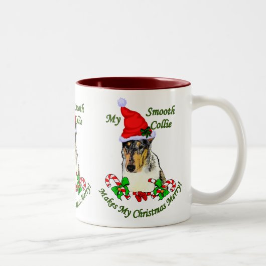 Vloeiende kerstcadeautjes voor Collie Tweekleurige Koffiemok (Rechts)