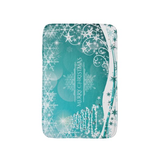 Vloeiende kerstsnowflakes badmat (Voorkant Verticaal)