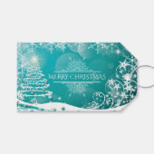 Vloeiende kerstsnowflakes cadeaulabel (Voorkant (Horizontaal))