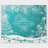 Vloeiende kerstsnowflakes cadeaupapier (Vlak)