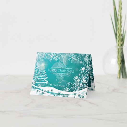 Vloeiende kerstsnowflakes feestdagen kaart (Voorkant)