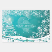 Vloeiende kerstsnowflakes inpakpapier vel (Voorkant)