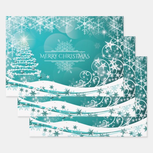 Vloeiende kerstsnowflakes inpakpapier vel (Set)