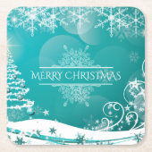 Vloeiende kerstsnowflakes kartonnen onderzetters (Voorkant)