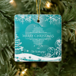 Vloeiende kerstsnowflakes keramisch ornament