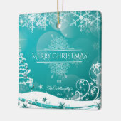Vloeiende kerstsnowflakes keramisch ornament (Links)