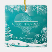 Vloeiende kerstsnowflakes keramisch ornament (Voorkant)