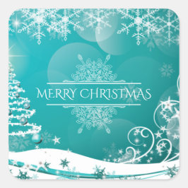 Vloeiende kerstsnowflakes vierkante sticker