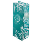 Vloeiende kerstsnowflakes wijn cadeautas (Voorkant Gekanteld)