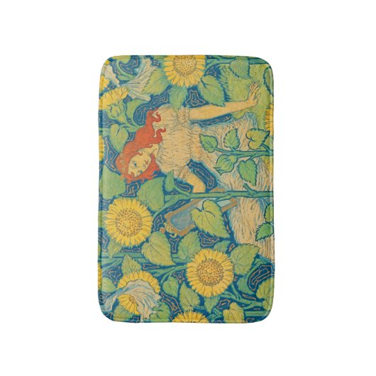 Vloeiende kindervrouw in zonnebloempitten badmat (Voorkant Verticaal)