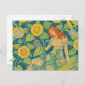 Vloeiende kindervrouw in zonnebloempitten briefkaart (Voorkant / Achterkant)