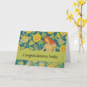 Vloeiende kindervrouw in zonnebloempitten kaart (Gele Bloem)