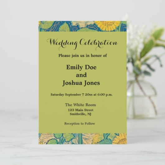 Vloeiende kindervrouw in zonnebloempitten kaart (Staand voorkant)