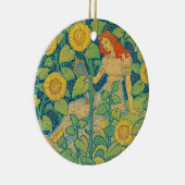 Vloeiende kindervrouw in zonnebloempitten keramisch ornament (Rechts)