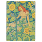 Vloeiende kindervrouw in zonnebloempitten klembord (Achterkant)