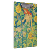 Vloeiende kindervrouw in zonnebloempitten klembord (Rechts)