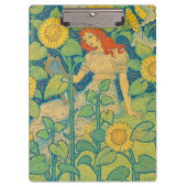 Vloeiende kindervrouw in zonnebloempitten klembord (Voorkant)