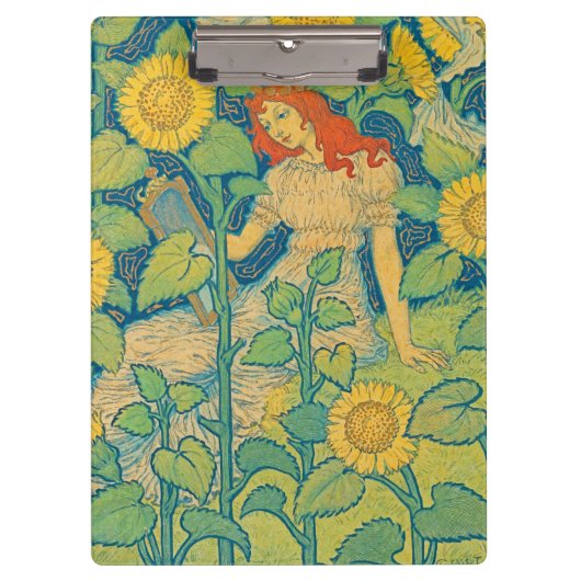 Vloeiende kindervrouw in zonnebloempitten klembord (Voorkant)