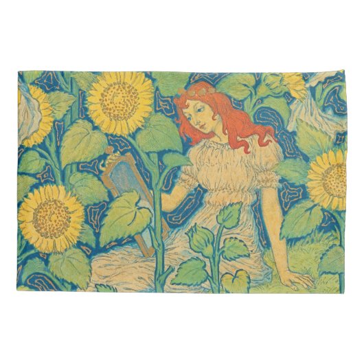 Vloeiende kindervrouw in zonnebloempitten kussensloop