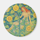 Vloeiende kindervrouw in zonnebloempitten magneet (Voorkant)