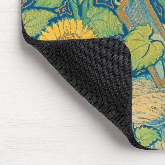 Vloeiende kindervrouw in zonnebloempitten muismat (Hoek)