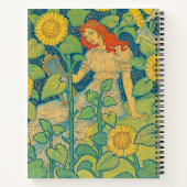 Vloeiende kindervrouw in zonnebloempitten notitieboek (Achterkant)