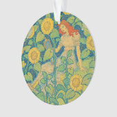 Vloeiende kindervrouw in zonnebloempitten ornament (voorkant)