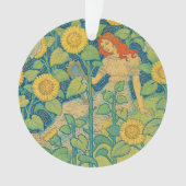 Vloeiende kindervrouw in zonnebloempitten ornament (voorkant)